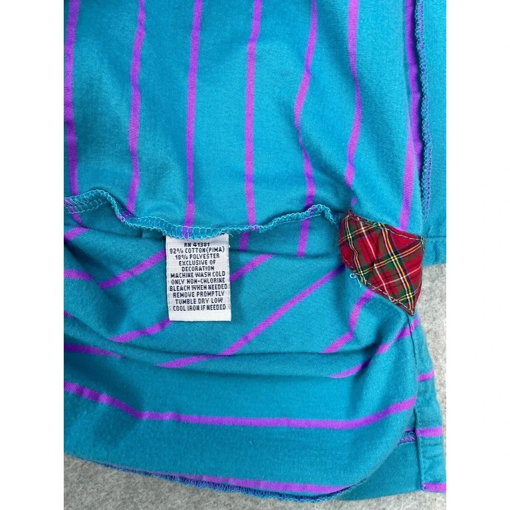 Polo Golf‎ Ralph Lauren Vintage Lisle Shirt Men's L Blue Striped Short Sleeve
